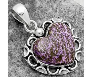 Valentine Gift Heart Natural Purpurite - South Africa Pendant SDP104892 P-1242, 16x18 mm