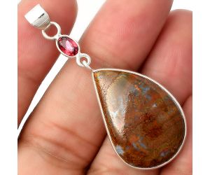 Natural Red Moss Agate & Garnet Pendant SDP104955 P-1098, 18x28 mm