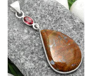 Natural Red Moss Agate & Garnet Pendant SDP104955 P-1098, 18x28 mm