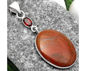 Natural Red Moss Agate & Garnet Pendant SDP104990 P-1098, 18x25 mm