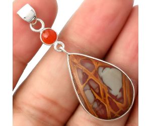 Natural Noreena Jasper & Carnelian Pendant SDP104992 P-1098, 17x25 mm