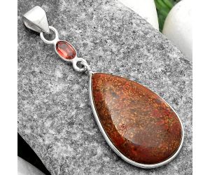 Natural Red Moss Agate & Garnet Pendant SDP105005 P-1098, 17x27 mm