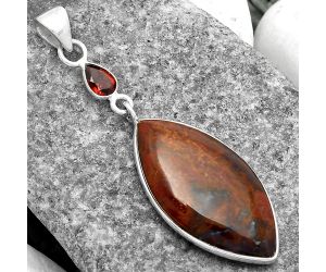 Natural Red Moss Agate & Garnet Pendant SDP105033 P-1098, 15x29 mm