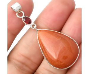 Natural Orange Aventurine & Garnet Pendant SDP105081 P-1098, 19x29 mm