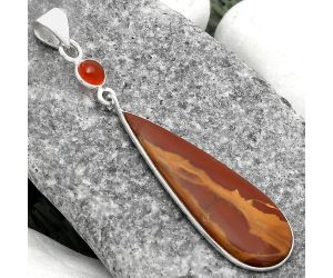 Natural Noreena Jasper & Carnelian Pendant SDP105104 P-1098, 13x37 mm