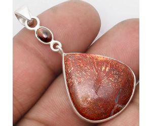 Red Moss Agate & Chalama Black Opal Pendant SDP105160 P-1098, 21x24 mm