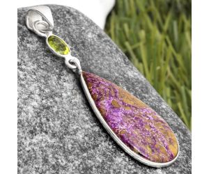 Purpurite - South Africa & Peridot Pendant SDP105161 P-1098, 14x28 mm