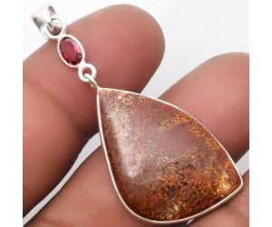 Natural Red Moss Agate & Garnet Pendant SDP105190 P-1098, 20x30 mm