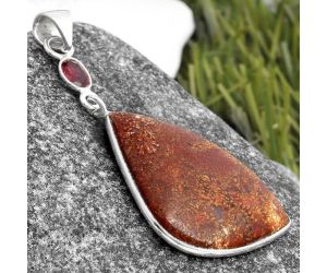 Natural Red Moss Agate & Garnet Pendant SDP105190 P-1098, 20x30 mm