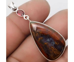 Natural Red Moss Agate & Garnet Pendant SDP105238 P-1098, 17x29 mm