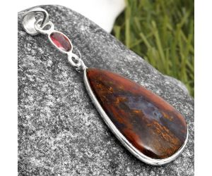 Natural Red Moss Agate & Garnet Pendant SDP105238 P-1098, 17x29 mm