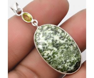 Natural Dioptase & Peridot Pendant SDP105260 P-1098, 18x29 mm