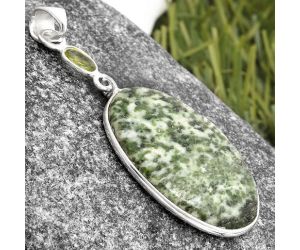 Natural Dioptase & Peridot Pendant SDP105260 P-1098, 18x29 mm