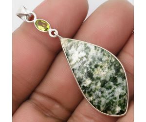 Natural Dioptase & Peridot Pendant SDP105268 P-1098, 18x37 mm