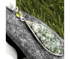 Natural Dioptase & Peridot Pendant SDP105268 P-1098, 18x37 mm