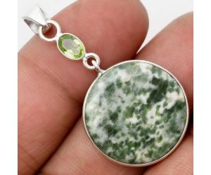 Natural Dioptase & Peridot Pendant SDP105390 P-1098, 21x21 mm