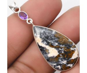 Indian Blanket Jasper & Amethyst Pendant SDP105394 P-1098, 18x31 mm