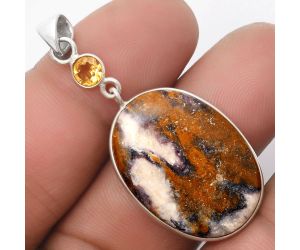 Natural Indian Blanket Jasper & Citrine Pendant SDP105411 P-1098, 19x27 mm