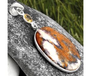 Natural Indian Blanket Jasper & Citrine Pendant SDP105411 P-1098, 19x27 mm