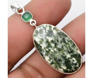 Natural Dioptase & Green Onyx Pendant SDP105500 P-1098, 18x31 mm