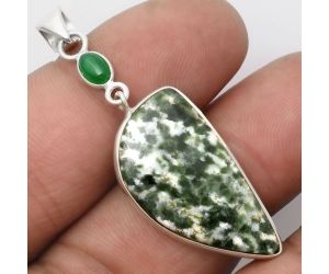 Natural Dioptase & Green Onyx Pendant SDP105523 P-1098, 15x29 mm