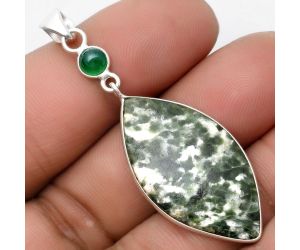 Natural Dioptase & Green Onyx Pendant SDP105547 P-1098, 18x33 mm