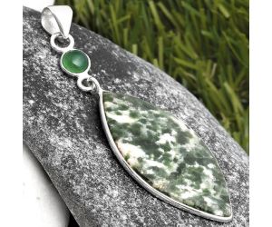 Natural Dioptase & Green Onyx Pendant SDP105547 P-1098, 18x33 mm