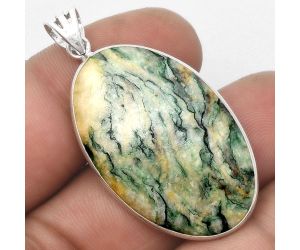 Green Mariposite 925 Sterling Silver Pendant Jewelry SDP105628 P-1001, 22x34 mm