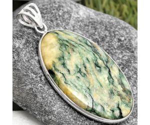 Green Mariposite 925 Sterling Silver Pendant Jewelry SDP105628 P-1001, 22x34 mm