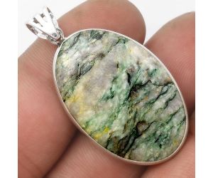 Green Mariposite 925 Sterling Silver Pendant Jewelry SDP105645 P-1001, 21x31 mm