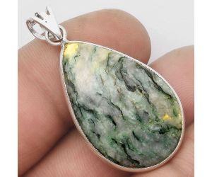 Green Mariposite 925 Sterling Silver Pendant Jewelry SDP105650 P-1001, 19x30 mm