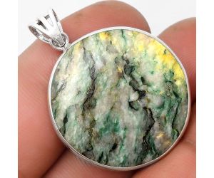 Green Mariposite 925 Sterling Silver Pendant Jewelry SDP105704 P-1001, 26x26 mm