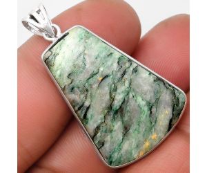 Green Mariposite 925 Sterling Silver Pendant Jewelry SDP105736 P-1001, 22x31 mm