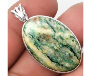 Green Mariposite 925 Sterling Silver Pendant Jewelry SDP105792 P-1001, 20x31 mm