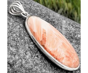 Natural Orange Scolecite - India Pendant SDP105794 P-1001, 17x34 mm