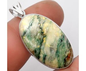 Green Mariposite 925 Sterling Silver Pendant Jewelry SDP105817 P-1001, 17x30 mm