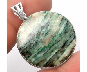 Green Mariposite 925 Sterling Silver Pendant Jewelry SDP105862 P-1001, 27x27 mm