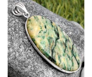 Green Mariposite 925 Sterling Silver Pendant Jewelry SDP105882 P-1001, 22x37 mm