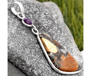 Natural Tabu Jasper & Amethyst Pendant SDP105987 P-1098, 13x26 mm