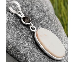 Natural White Scolecite & Black Onyx Pendant SDP105989 P-1098, 13x19 mm