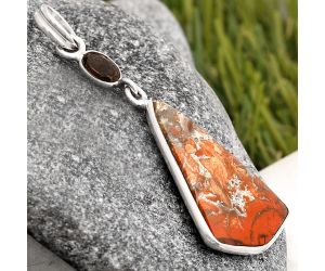 Natural Tabu Jasper & Smoky Quartz Pendant SDP105996 P-1098, 17x25 mm