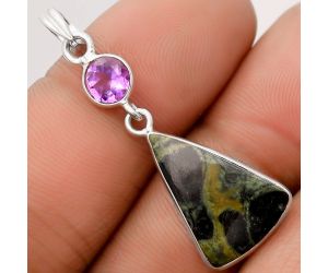 Natural Star Galaxy Jasper & Amethyst Pendant SDP106016 P-1098, 13x18 mm