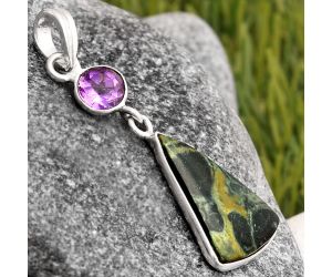 Natural Star Galaxy Jasper & Amethyst Pendant SDP106016 P-1098, 13x18 mm