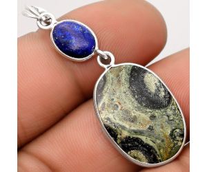 Natural Star Galaxy Jasper & Lapis Pendant SDP106023 P-1098, 16x22 mm