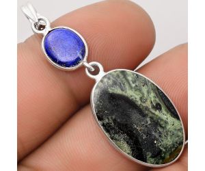 Natural Star Galaxy Jasper & Lapis Pendant SDP106025 P-1098, 15x22 mm