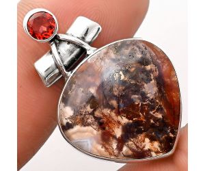 Rare Cady Mountain Agate & Garnet Pendant SDP106218 P-1159, 21x22 mm