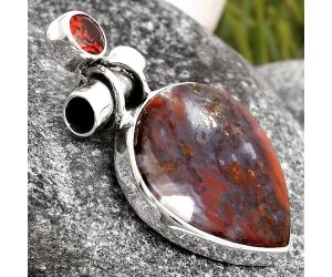 Rare Cady Mountain Agate & Garnet Pendant SDP106218 P-1159, 21x22 mm