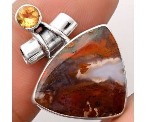 Rare Cady Mountain Agate & Citrine Pendant SDP106222 P-1159, 18x22 mm