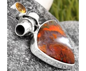 Rare Cady Mountain Agate & Citrine Pendant SDP106222 P-1159, 18x22 mm