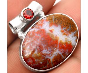 Natural Red Moss Agate & Garnet Pendant SDP106358 P-1300, 16x23 mm